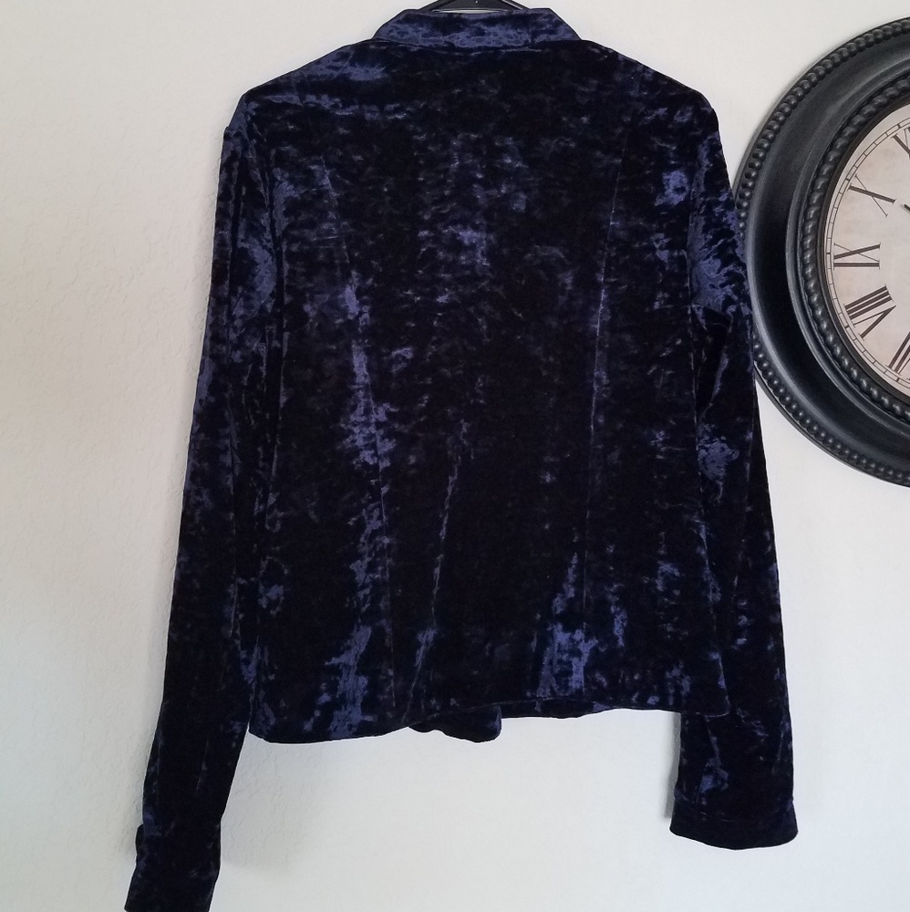 Willow & Clay Blue Velvet Moto Jacket Navy Blue M - Picture 5 of 8